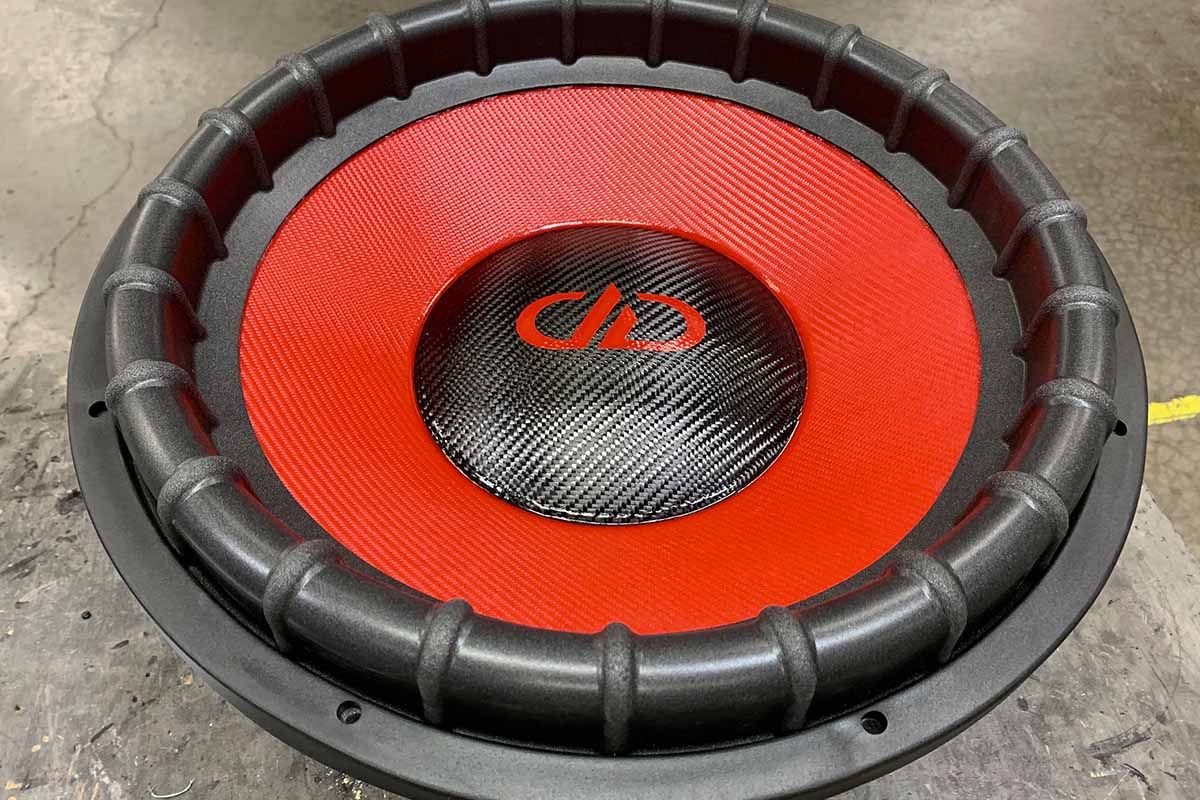 USA Made Subwoofer with red cone, black dust cap with red DDA logo