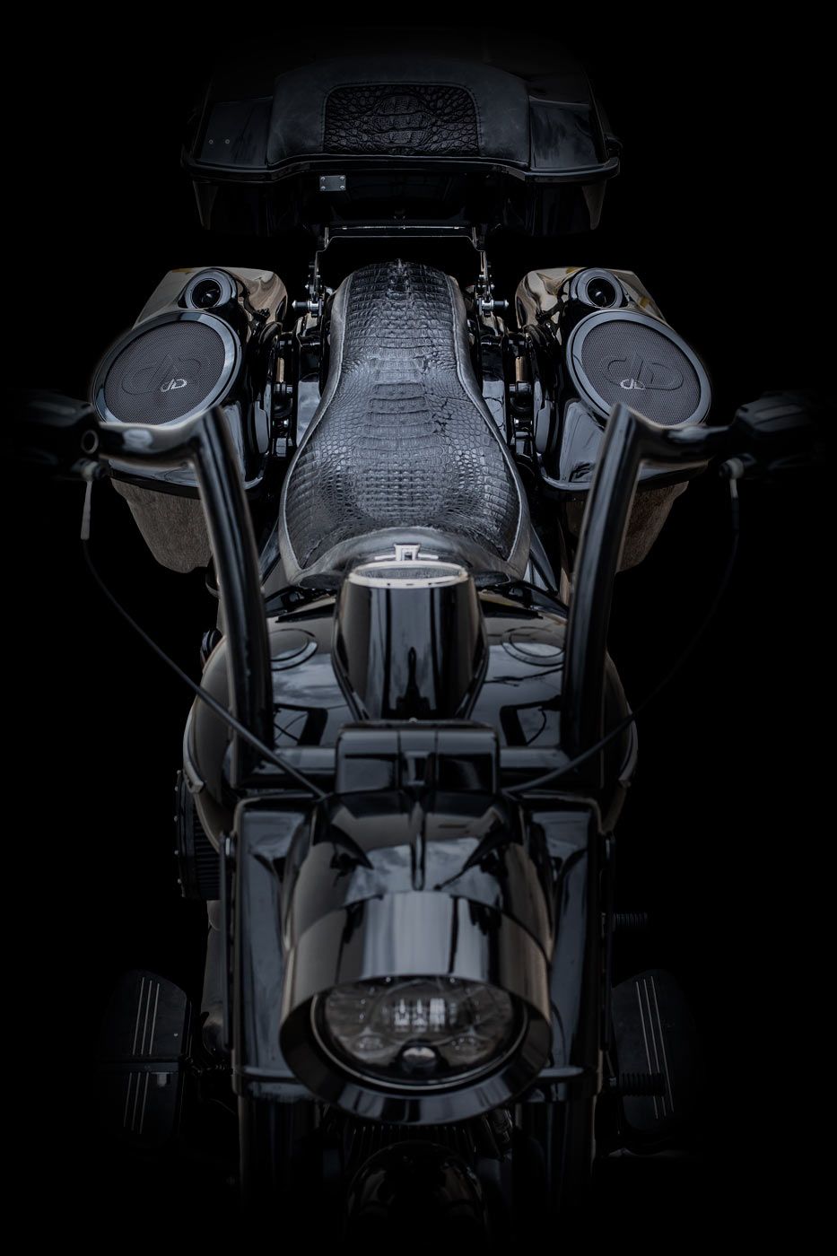 Superior motorcycle audio harley top view