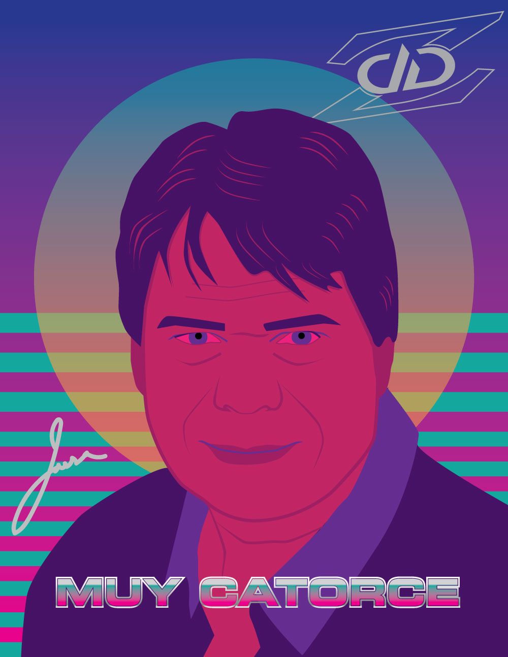 Muy Catorce - NFT Graphic of Jassa in 80s Miami Vice Style