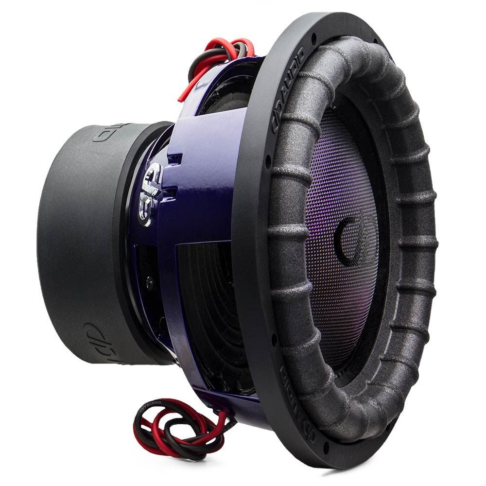 custom built, USA subwoofer, limited edition purple dust cap, purple frame, chrome frame logos, black dust cap logo