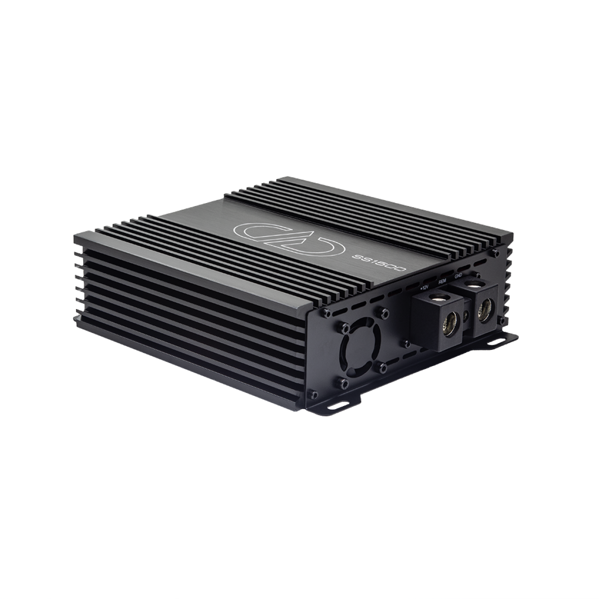 Photo of SS1500 angled to show top plate with logo and model number and connection panel