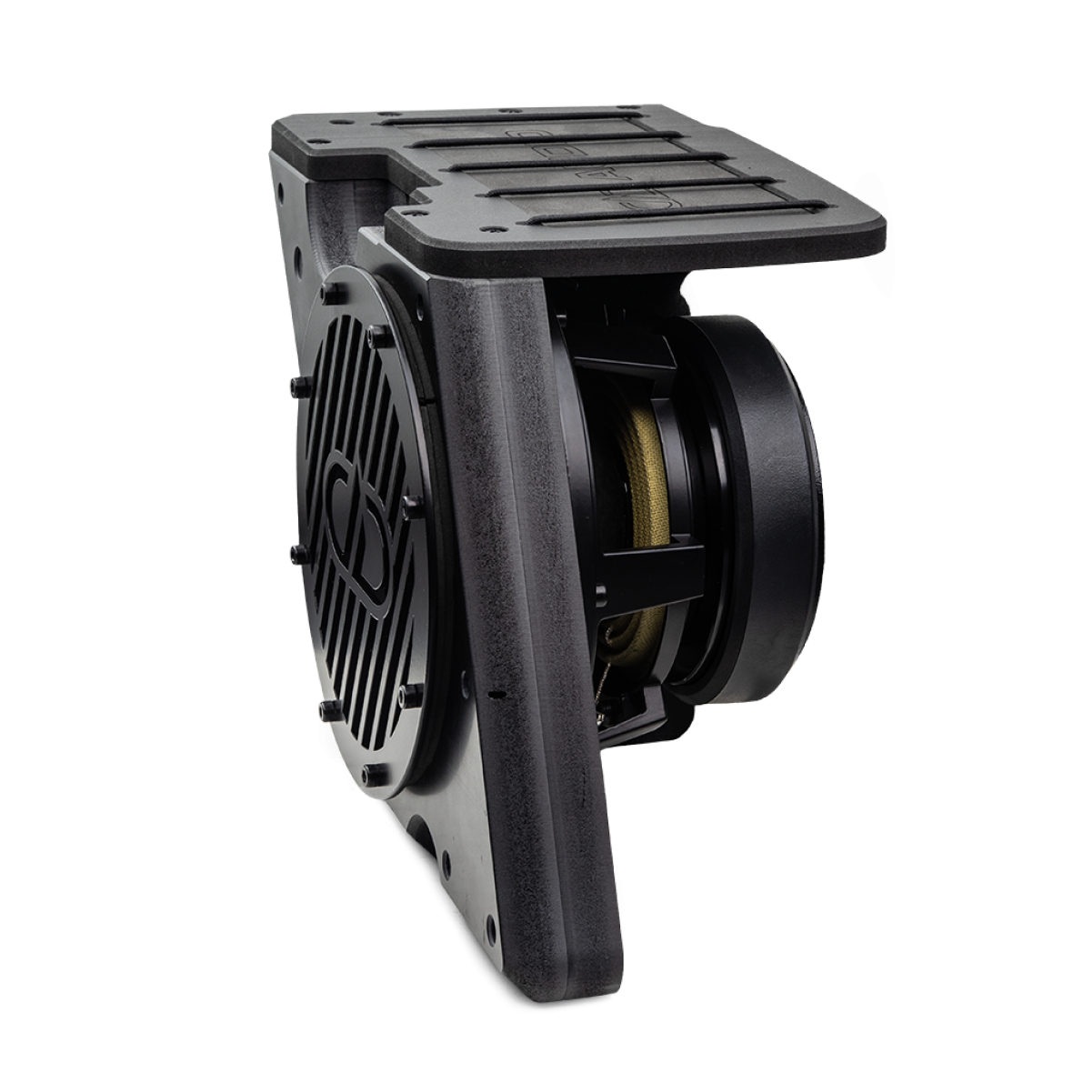 Photo of HD8-SBKa showing kit with speaker (not included) showing the guard panels and grill