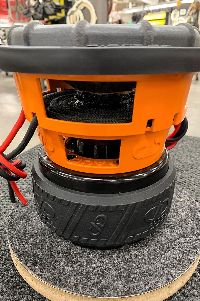 6 inch made in usa subwoofer with orange powder coated frame