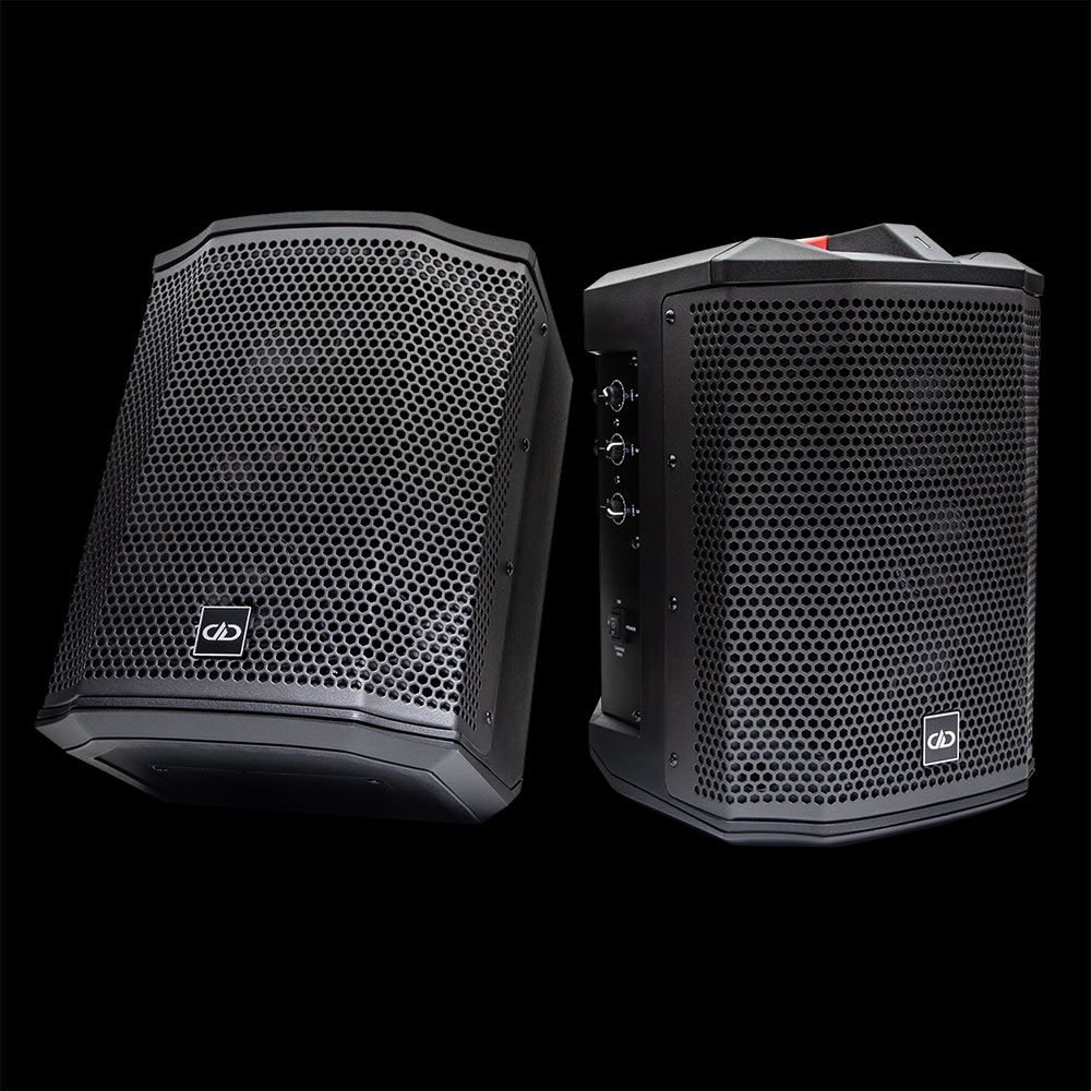 Photo of two rager-wpa-3.1 Wireless Pro Audio speakers side by side, shot facing front showing angles