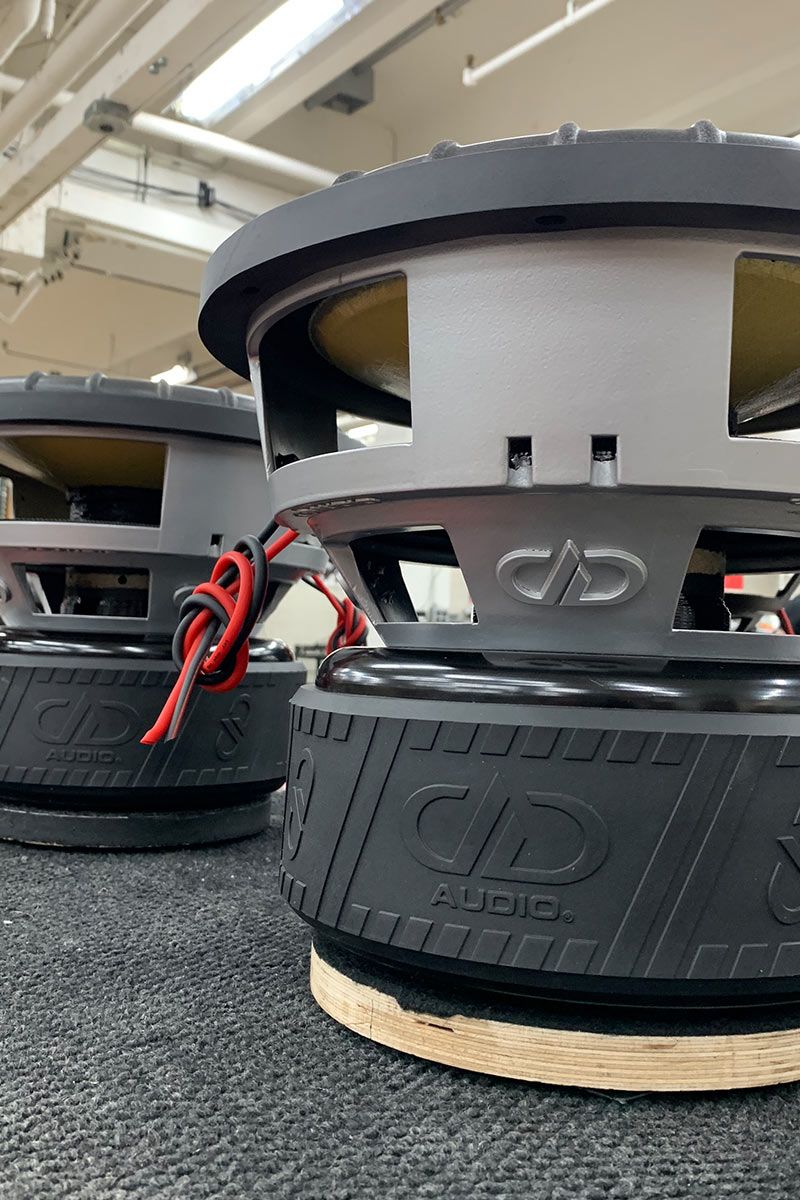 two 10 inch made in USA subwoofer with silver platinum powder coated frames