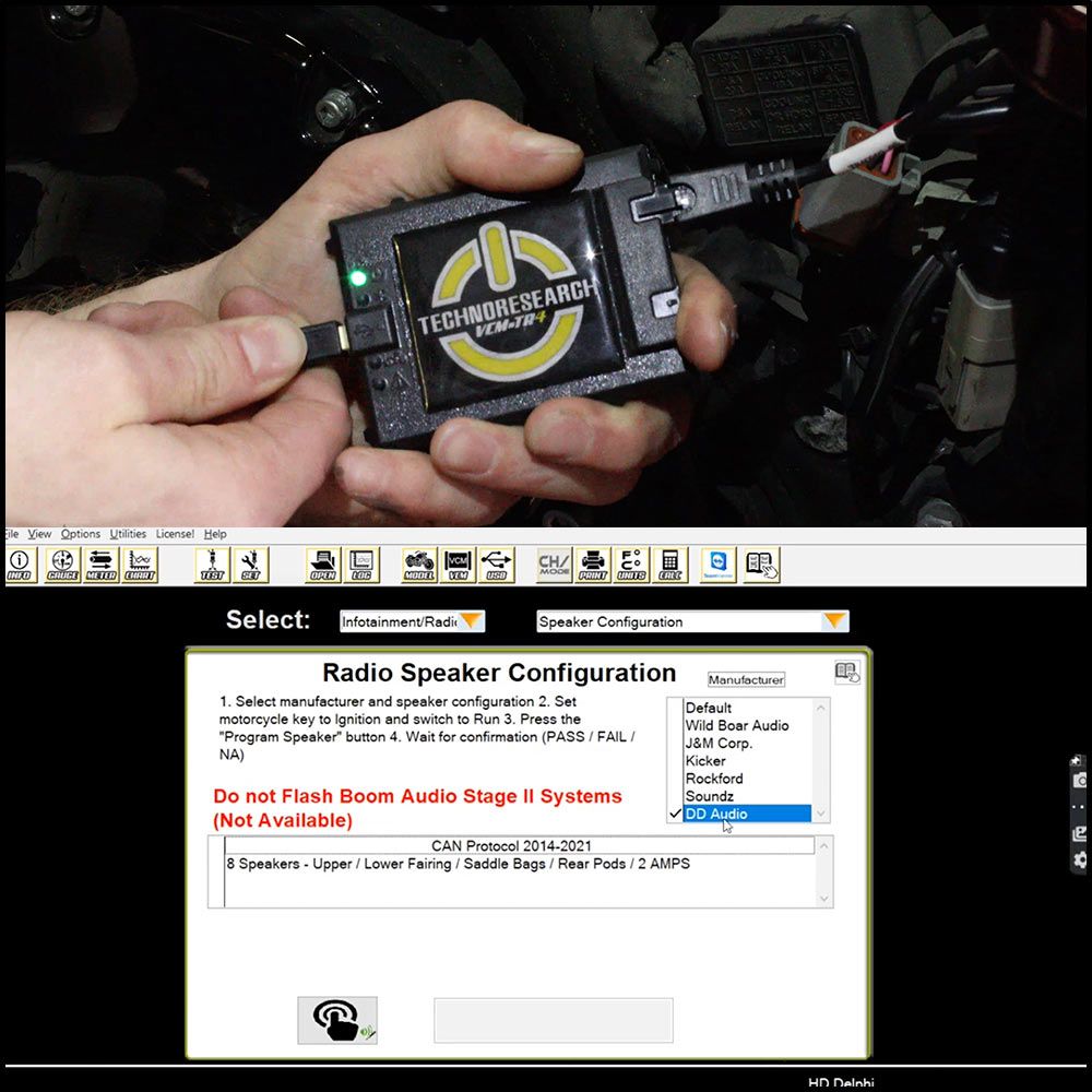 Photo of EQ Flash Gizmo and Screenshot of Software GUI