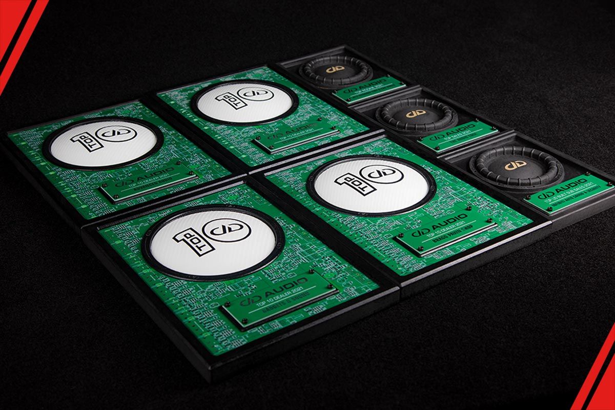 DD Audio Top 10 Dealer and Distributor Awards - Photo of Circuit Board Plaques