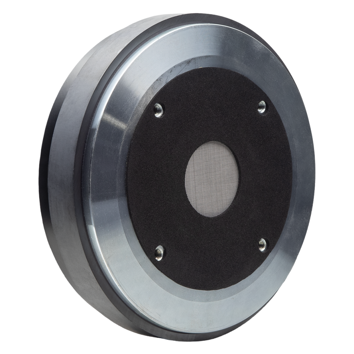 Photo of VO-CT75 angled slightly to show housing and the voice / speaker at the center of the disc design driver