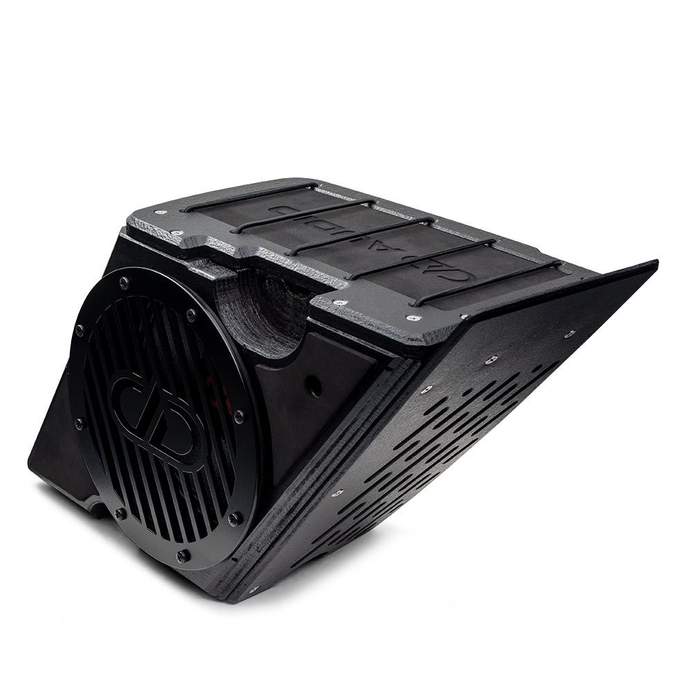 Photo of HDSBK - shot at angle to show the front of the enclosure and grill