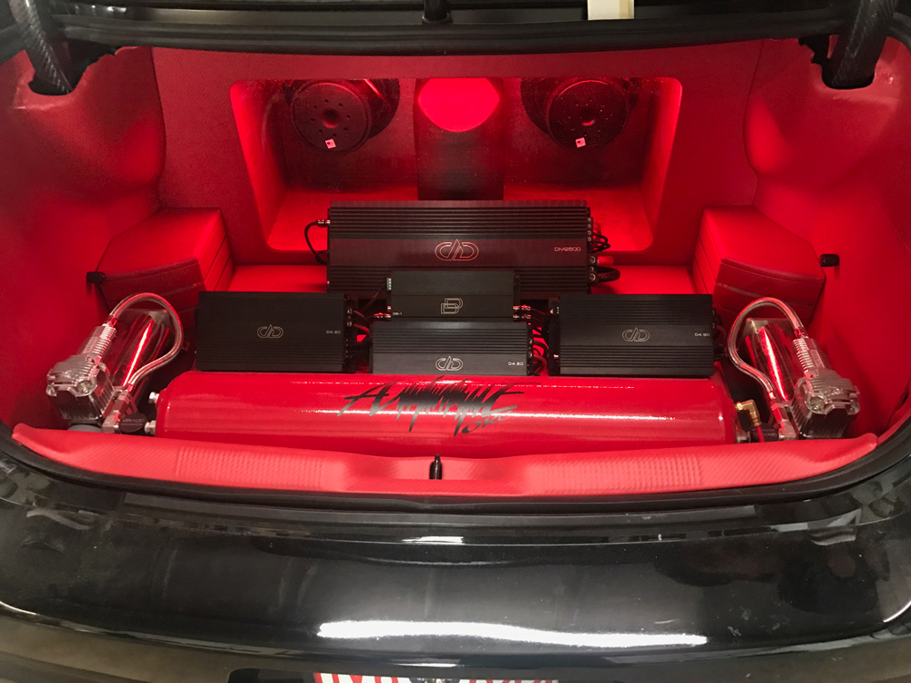 Custom Charger Trunk with enclosure and amps