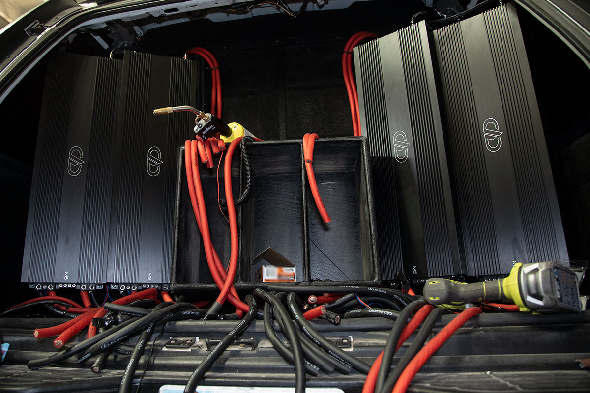 Photo One of Truck Stripped with  Amps Being Installed