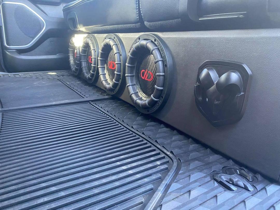 Photo of under seat custom enclosure with 2508 Subwoofers