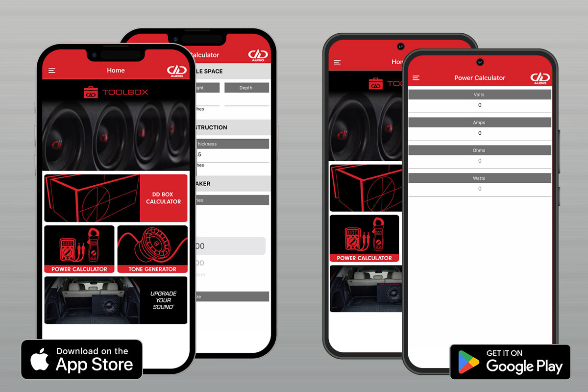 DD Toolbox mobile app screen shots shown on apple iOS device and Android device