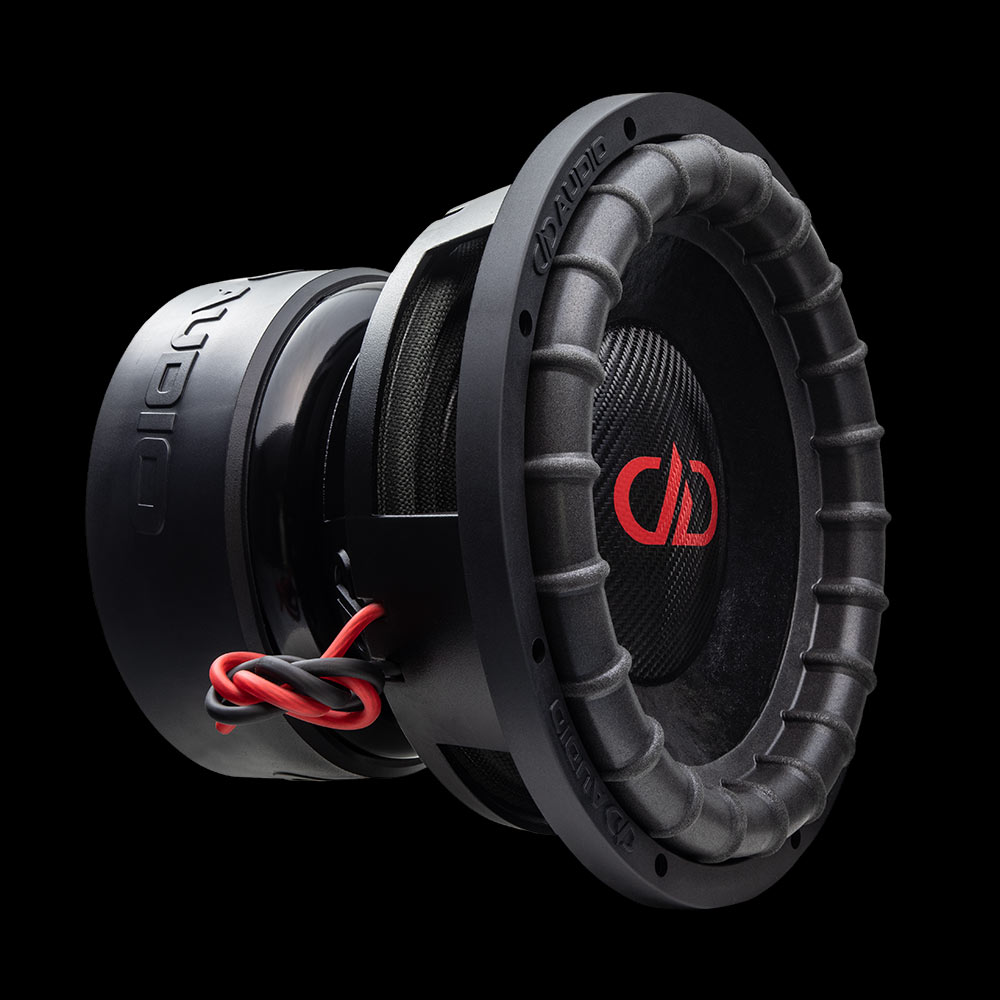 12 inch 9500 series subwoofer angled right side showing dust cap, cone, surround, basket and motor