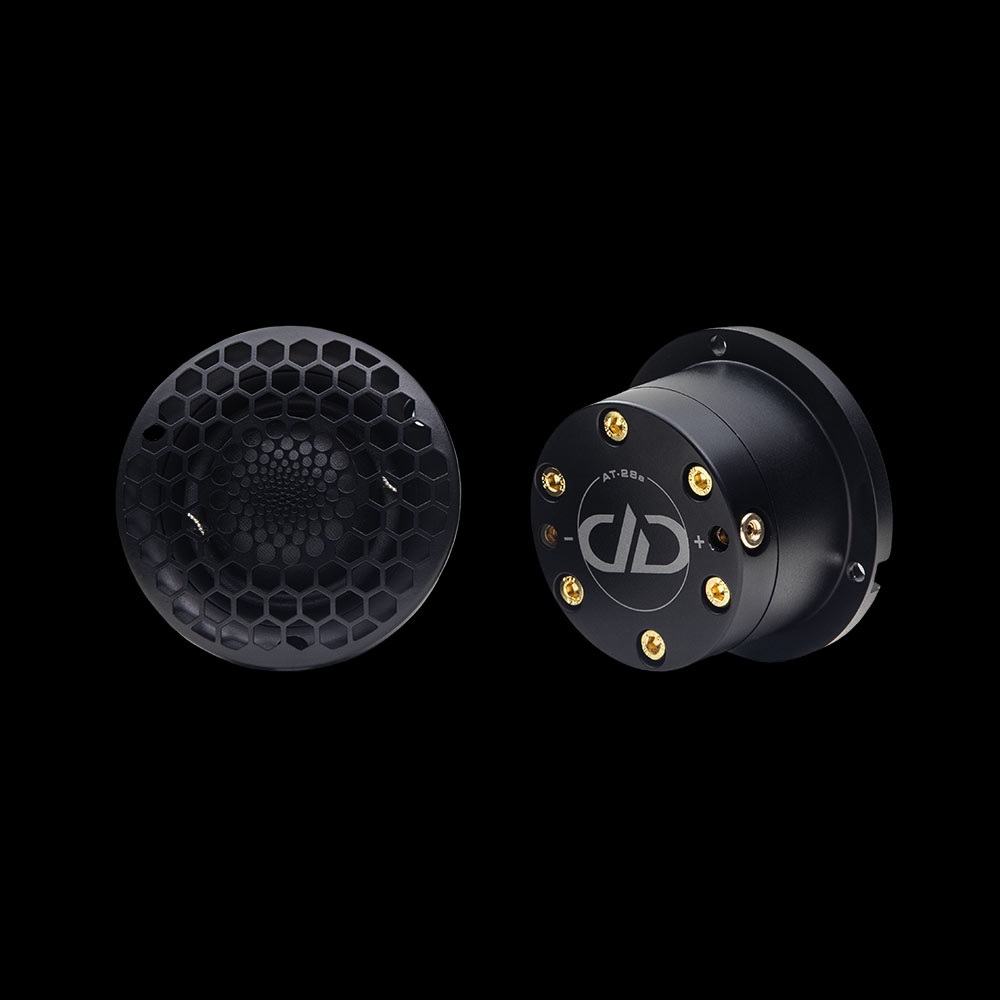 28mm a series tweeter angled right showing grill and angled back of motor body