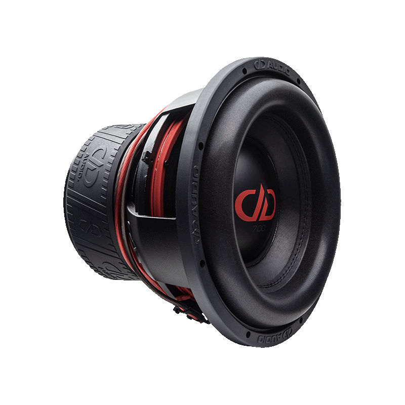 12 inch 712f subwoofer angled right showing motor coil basket and surround