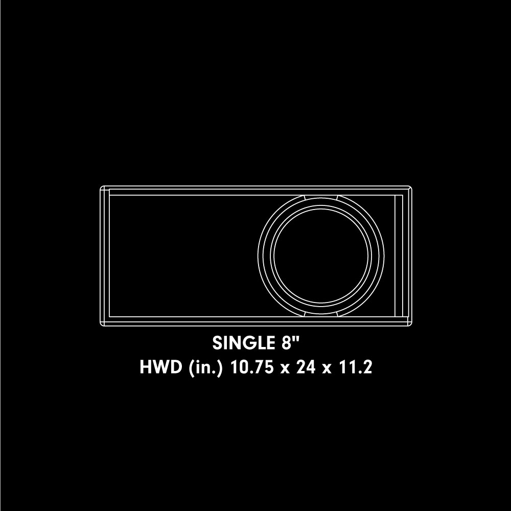 Graphic showing Single 8" Enclosure with dimensions in inches: 10.75 x 24 x 11.2