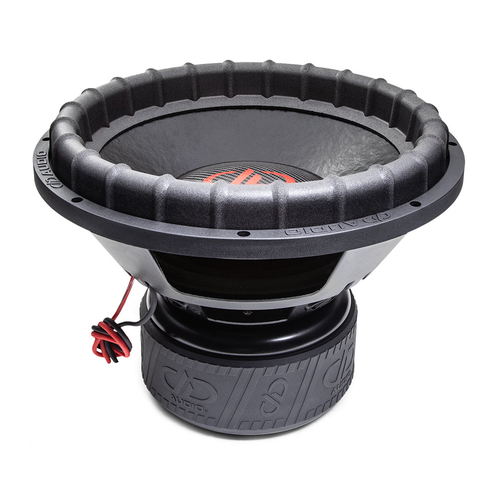 9515L - 15 Inch, 9500 Series Subwoofer - Photo angled top to bottom showing surround, part of dustcap and cone, basket and motor boot with trademark DD AUDIO logo adorning.