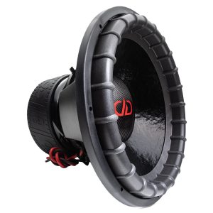 9518L - 18 Inch 9500 Series Subwoofer - Photo angled right to show left, including dustcap, surround, basket, and motor boot with DD AUDIO trademark adorning.