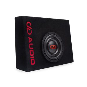 Photo of LE-SL608T.1 Truck Enclosure facing front angled to show the embroidered DD AUDIO logo