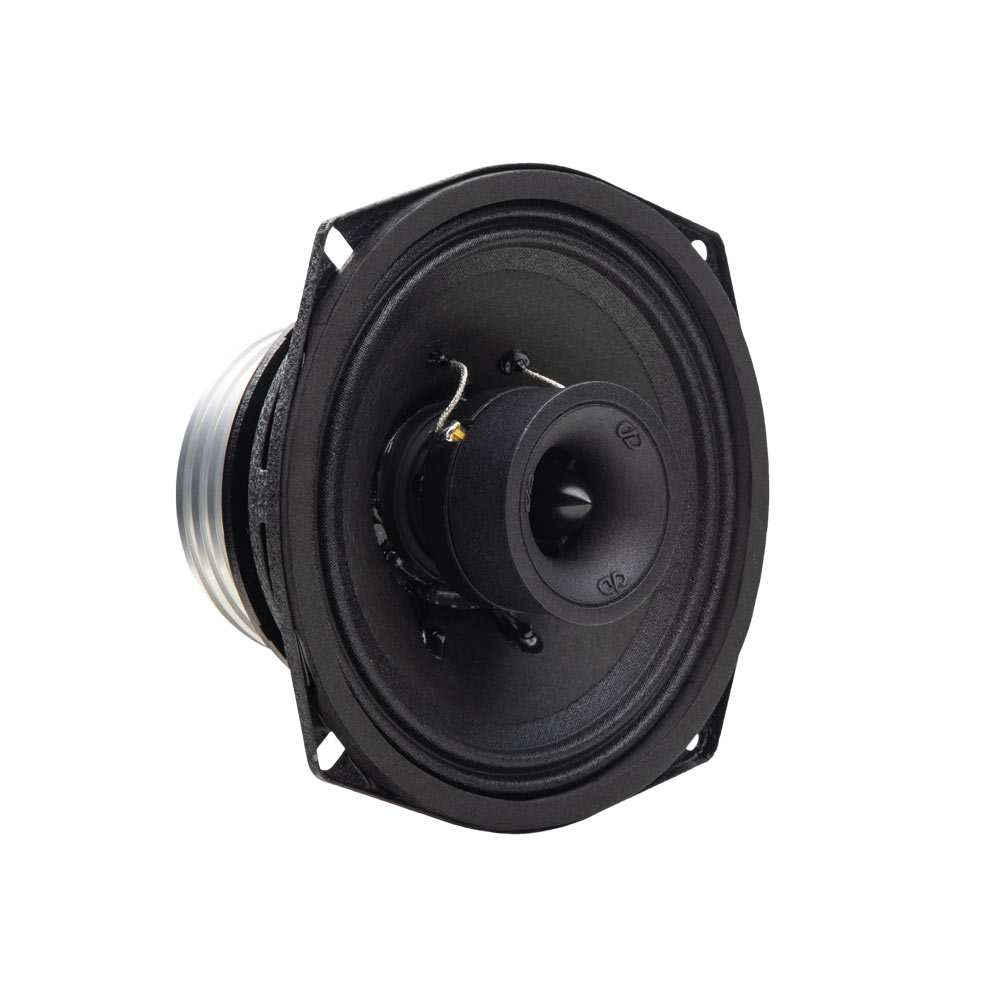 Photo of VO-XN305 neo coaxial speaker angled right to show part of motor, cone and tweeter