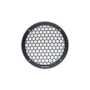 Photo of 6 inch metal mesh grill front facing, showing the logo badge at the bottom
