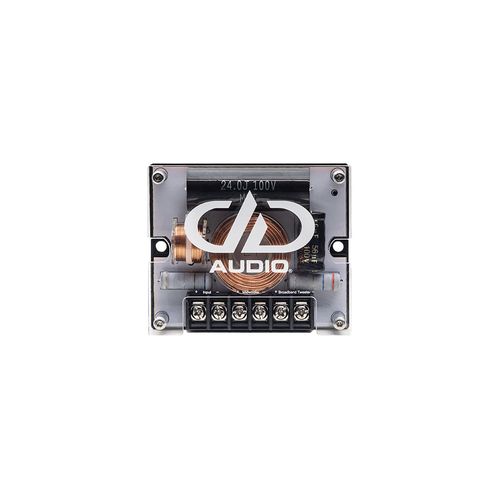 Photo of C Series crossover component facing front to show the logo and internal devices.