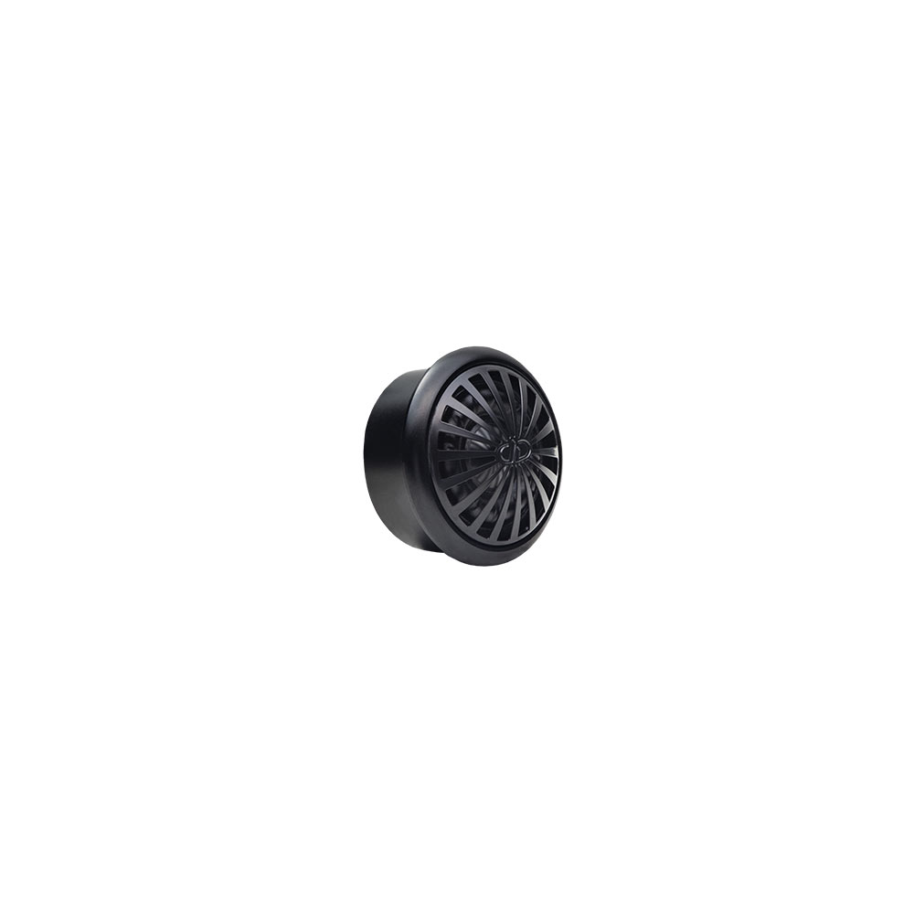 Photo of C Series 25mm tweeter - angled to show grill, revealing diaphragm and internal surround, and motor casing.