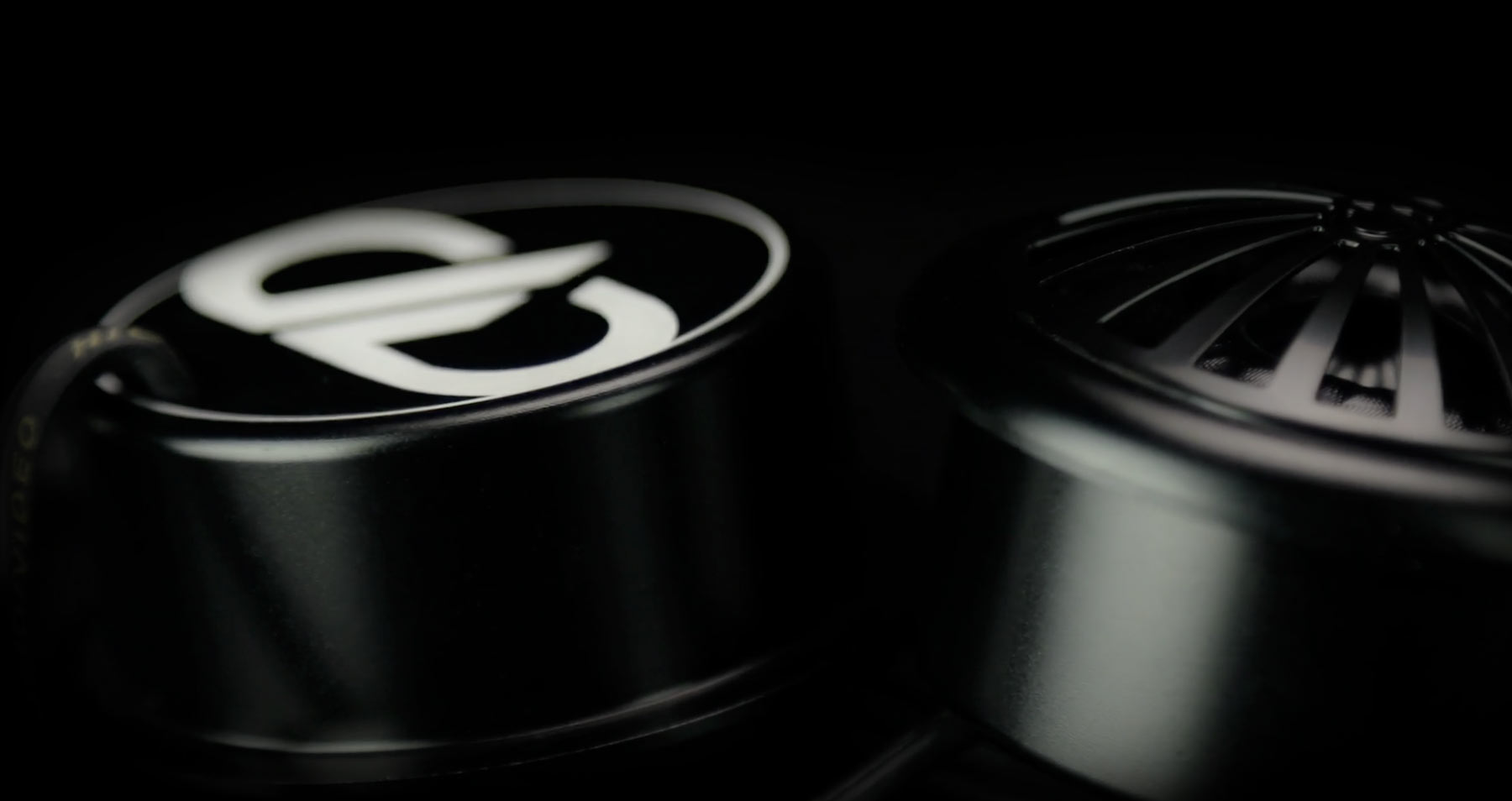 Close up showing tweeter back and tweeter front next to each other