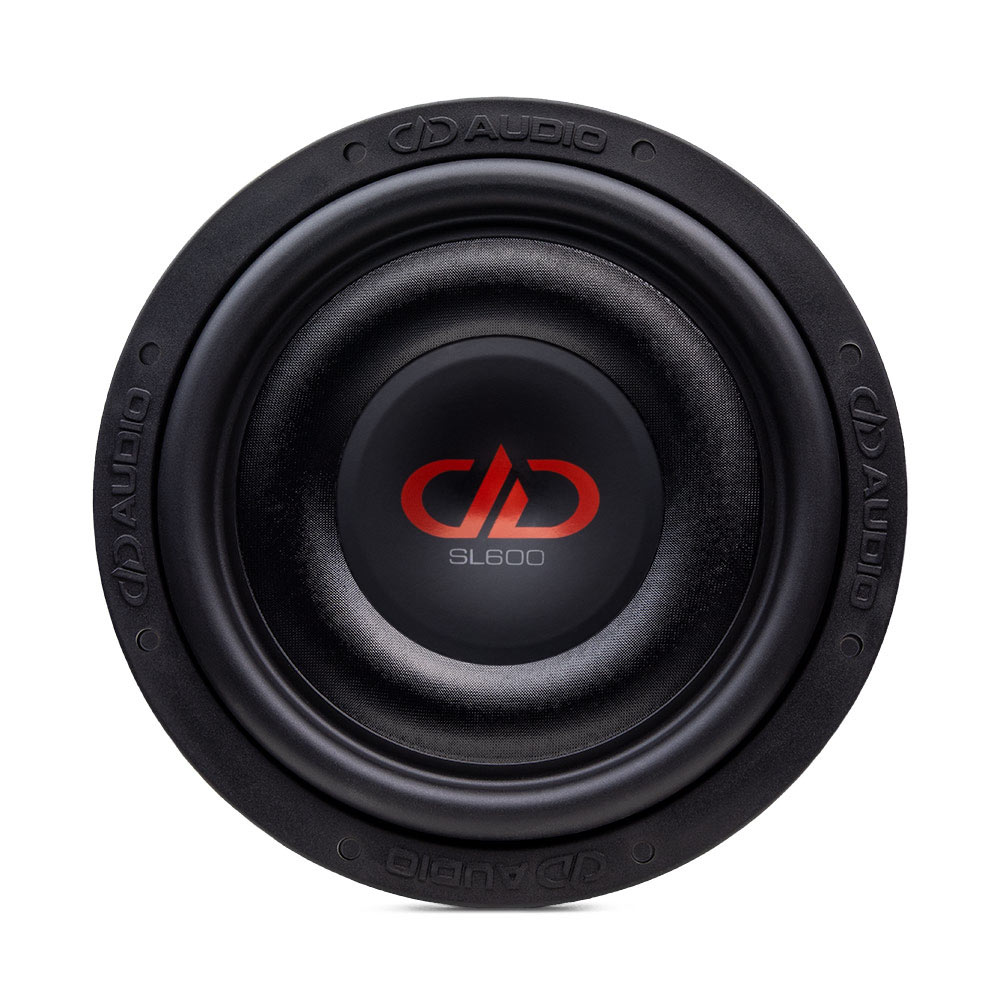 10 inch SL Slim Series Subwoofer front view of logo, dust cap cone and surround