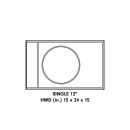 Drawing of UE-12.1 to show design with text "Single 12 Inch - HWD (inch) 15 x 24 x 15