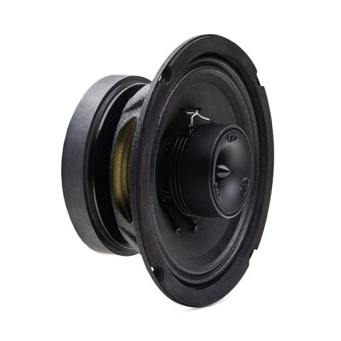 VO-X6.5 Photo, side angle to show close up, the tweeter, cone, and surround, basket and ferrite motor.