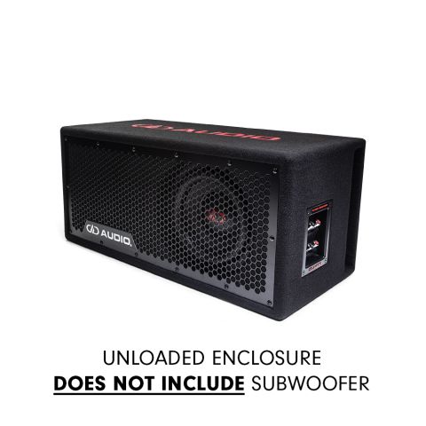 8 Inch UNLOADED enclosure containing text "Does Not Include Subwoofer"