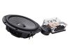 Photo of full C Series component set angled to show back to front of the woofer, tweeter and optional crossover.