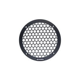 Photo of 6 inch metal mesh grill front facing, showing the logo badge at the bottom