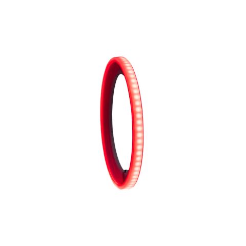 Photo of 6.5 inch LED speaker ring angled right with a orange-red hue.