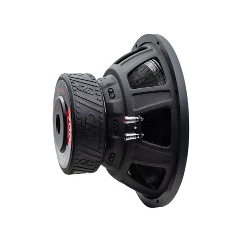 Photo of 512e subwoofer angled back to front to show ferrite motor and basket