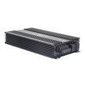 Photo of SS5.1500 laying flat with top plate facing up showing logo and model number, and part of end panel with power connection points