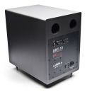 Photo of ABC-10 from the back to front angled to show controls, inputs, logo, model name with Active Bass Circuit