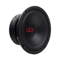 Photo of VO-M408-C Midrange shot front to back angled to show gasket, surround, full cone, logo, and motor with boot