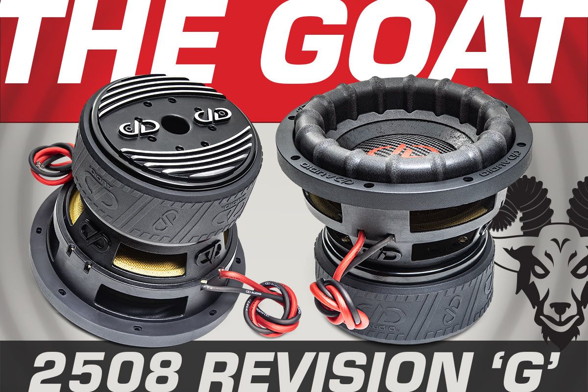 8 inch 2508 revision g subwoofer the goat feature image showing two angles of the same subwoofer