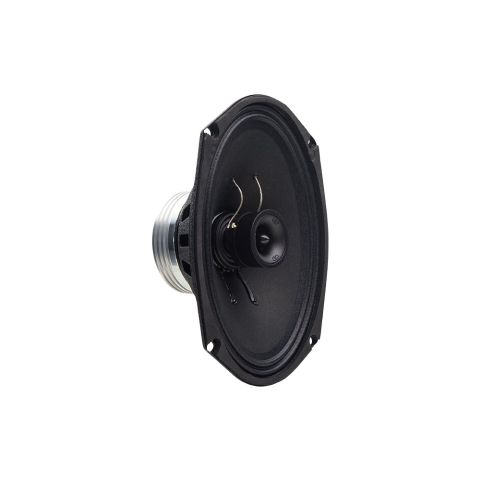 Photo of VO-XN369 neo coaxial speaker angled right to show part of motor, cone and tweeter