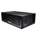 LE-508.3 photo - angled slightly to show connections panel and large rectangular port on side, while still showing all three speakers, metal grill, and part of logo embroidery on top