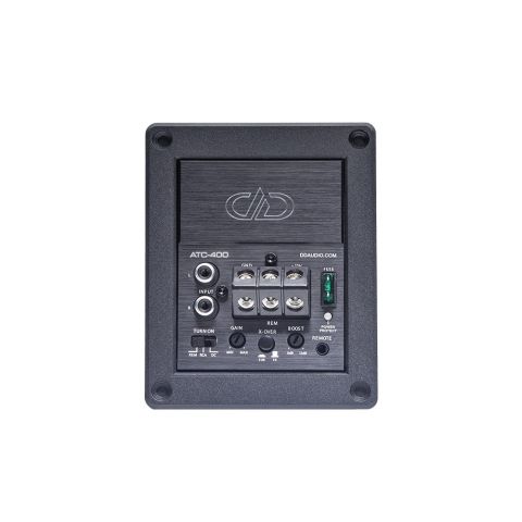 Photo of ATC-400 angled to show front face - logo, connections, settings