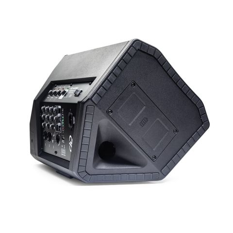 Photo of RAGER-PRO-851 angled left to partially show controls, positioned to direct sound up and out horizontal