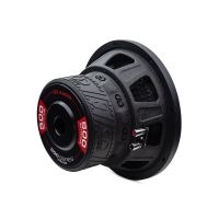Photo of 10 inch 300 series subwoofer angled back to right to show motor, basket, and cone