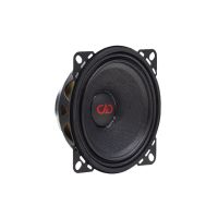 Photo showing VO-MN104 Midrange Neo speaker facing front angled right to show cone, dust cap, mounting brackets