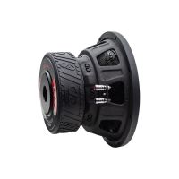 Photo of 510e subwoofer angled back to front to show ferrite motor and basket