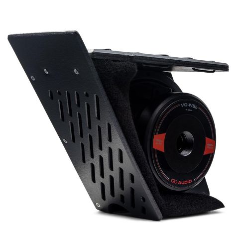 Photo of HDSBK - shot an angle to show front of enclosure and motor of woofer installed
