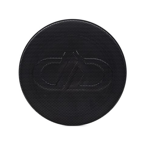 Photo of GRMR-6.5 Mesh Grill on a midrange speaker, facing front to show DD embossed mesh logo